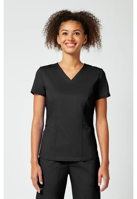 Cherokee Workwear Revolution Women's Petite Length V-Neck Scrub Top - Black