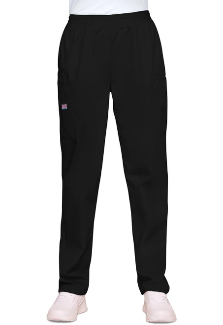 Cherokee Workwear Originals Women's Petite and Tall Tapered Leg Pull-On Utility Scrub Pants - Petite - 27 1/2 Inch Inseam - Black
