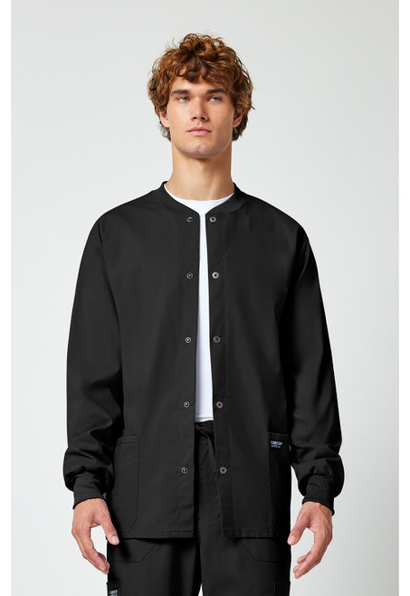 Cherokee Workwear Professionals Men's Snap Front Scrub Jacket - Black