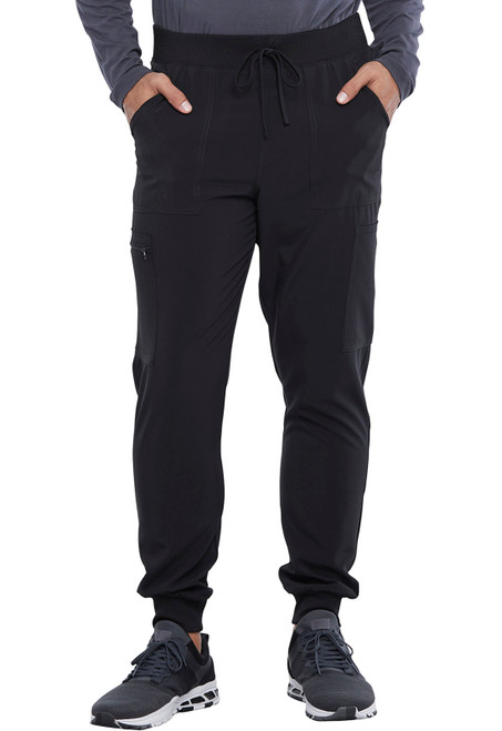 Cherokee Allura Men's Short and Tall Mid Rise Jogger Scrub Pants - Short - 28 Inch Inseam - Black