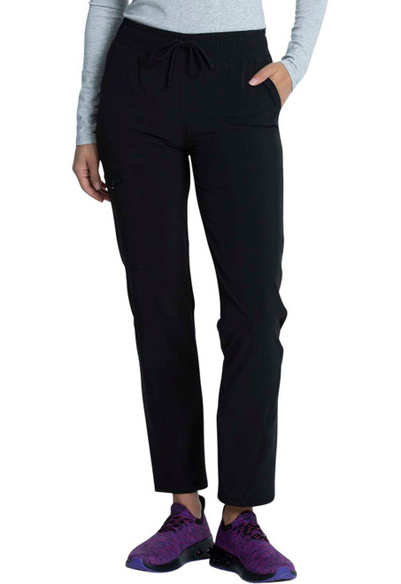 Cherokee Allura Women's Petite and Tall Mid Rise Tapered Leg Scrub Pants - Petite - 26 1/2 Inch Inseam - Black