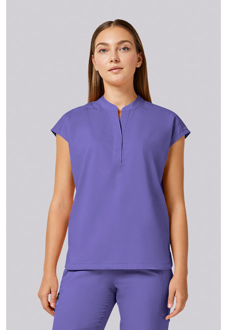 Healing Hands Purple Label Women's Journey Mandarin Collar Scrub Top - French Periwinkle