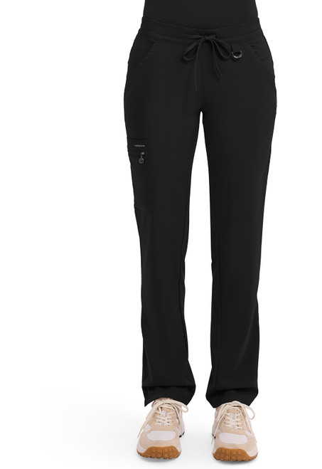 Healing Hands Purple Label Women's Petite and Tall Tamara Narrow Leg Utility Scrub Pants - Petite - 29 1/2 Inch Inseam - Black