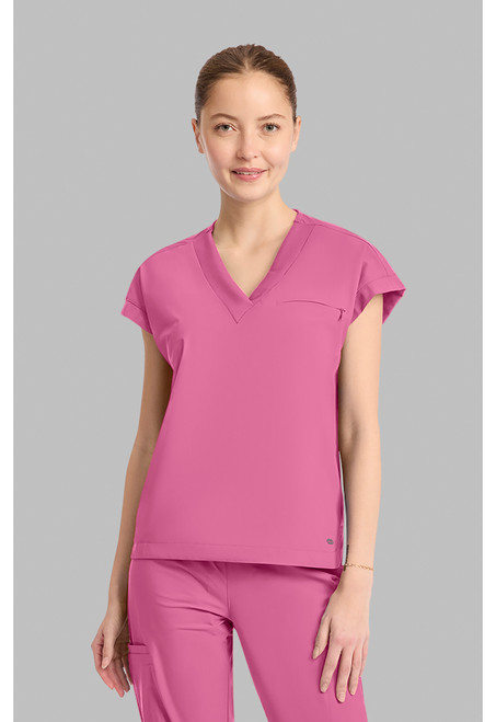 Cherokee In Pursuit Women's Dolman Sleeve V-Neck Scrub Top - Tropical Pink
