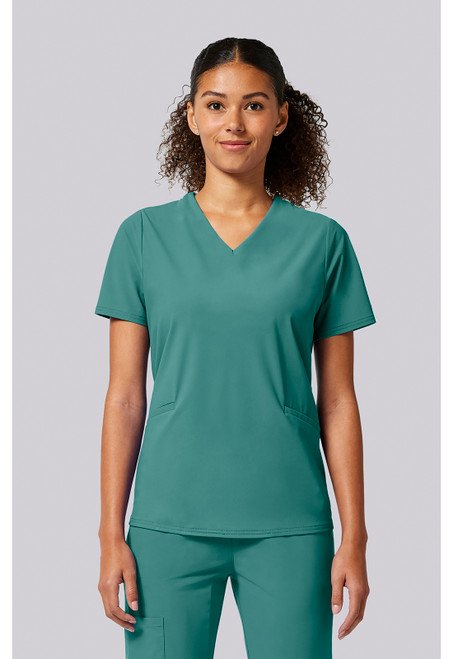 Cherokee In Pursuit Women's Built-In Sports Bra Scrub Top - Oceanus
