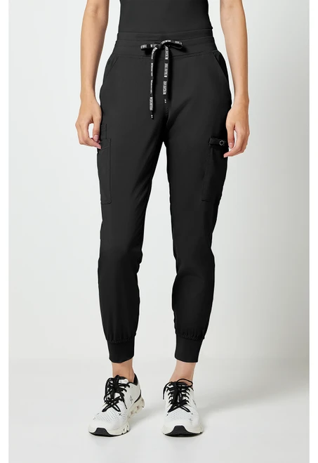 Med Couture Touch Women's Double Cargo Jogger Scrub Pants - Black