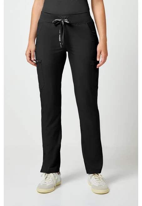 Med Couture Touch Women's Jersey Waist Straight Leg Scrub Pants - Black