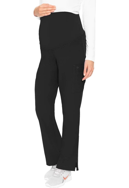 Med Couture Touch Women's Petite Maternity Straight Leg Scrub Pants - Black
