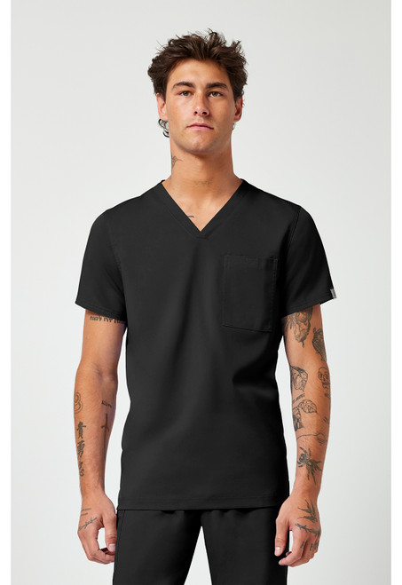Med Couture Rothwear Touch Men's Cadence One Pocket Scrub Top - Black