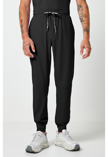 Med Couture Rothwear Touch Men's Bowen Short Length Jogger Scrub Pants - Black