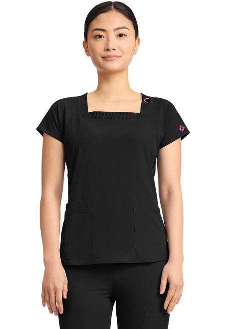 Med Couture AMP Women's Square Neck Scrub Top - Black