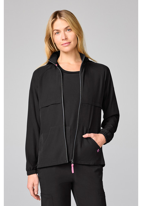Med Couture AMP Women's Hooded Warm-Up Scrub Jacket - Black