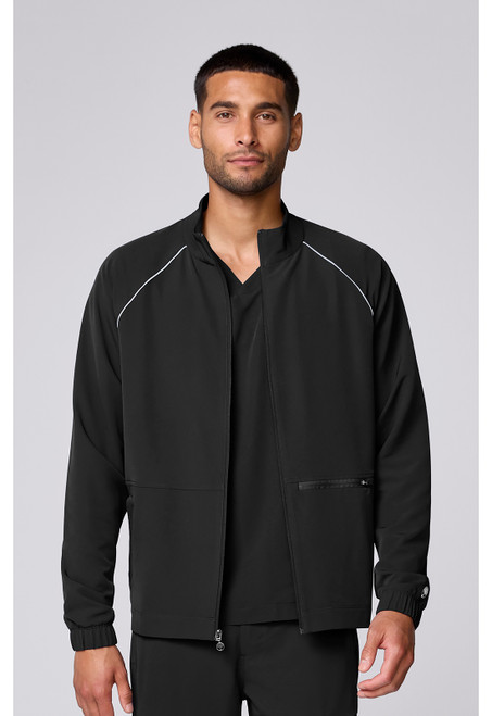 Healing Hands 360 Men's Mock Neck Scrub Jacket - Black