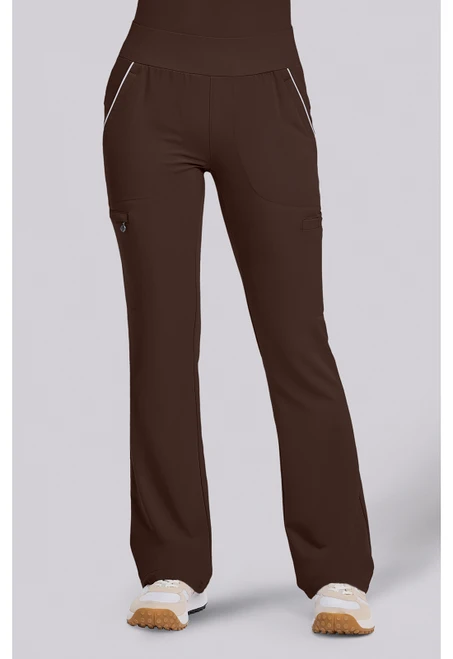 Healing Hands 360 Women's Petite High Waist Flare Leg Scrub Pants - Dark Chocolate
