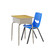 School Desks - Adjustable-Height Student & Classroom Desks with Open Front Book Box - Maple Top, Silver Frame + Navy Chair