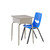 School Desks - Adjustable-Height Student & Classroom Desks with Open Front Book Box - Gray Top, Silver Frame + Navy Chair
