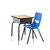 School Desks - Adjustable-Height Student & Classroom Desks with Open Front Book Box - Natural Top, Black Frame + Navy Chair