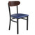 Wright Wood Dining Chairs - Commercial Boomerang-Back Restaurant Chairs with Vinyl Seat - Walnut Blue Vinyl
