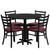 Carlton Restaurant Table & Chair Sets - Complete Commercial Laminate Table Sets - 36" Round Black 4 Ladder Back Metal Chairs