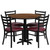 Carlton Restaurant Table & Chair Sets - Complete Commercial Laminate Table Sets - 36" Round Walnut 4 Ladder Back Metal Chairs