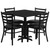Carlton Restaurant Table & Chair Sets - Complete Commercial Laminate Table Sets - 36" Square Black 4 Ladder Back Metal Chairs
