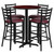 Carlton Restaurant Table & Chair Sets - Complete Commercial Laminate Table Sets - 30" Round Mahogany 4 Ladder Back Metal Barstools