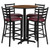 Carlton Restaurant Table & Chair Sets - Complete Commercial Laminate Table Sets - 30" Round Walnut 4 Ladder Back Metal Barstools