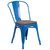 Perry Metal Stackable Restaurant Chair with Wood Seat - Blue