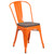 Perry Metal Stackable Restaurant Chair with Wood Seat - Orange