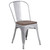Perry Metal Stackable Restaurant Chair with Wood Seat - Silver