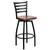 Metal Bar Stools - HERCULES Ladder Back Swivel Restaurant Barstools - Cherry Wood