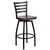Metal Bar Stools - HERCULES Ladder Back Swivel Restaurant Barstools - Mahogany Wood