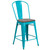 Carly 24" Counter Height Metal Stool with Back and Wood Seat