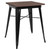 Prince 23.5" Square Black Metal Table with Walnut Rustic Wood Top