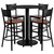 Table & Chair Sets - 36" Round Black Laminate Table Set with 4 Grid Back Metal Barstools