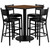 Table & Chair Sets - 36" Square Walnut Laminate Table Set with 4 Grid Back Metal Barstools