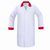 Spun Poly Butcher Frock, Red Contrast Collar & Cuff