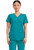 Cherokee Workwear Revolution Women's Mock Wrap Scrub Top and Flare Leg Scrub Pants - Teal Blue