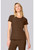 Med Couture AMP Women's Four Pocket Round Neck Scrub Top - Dark Truffle