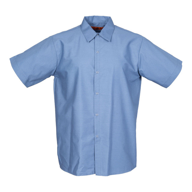 Men's Short Sleeve Gripper Front Postman Blue Industrial Work Shirt
