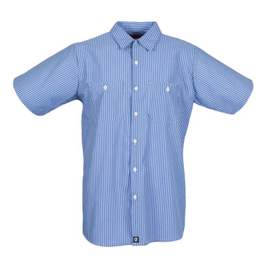 S12GM Men's Short Sleeve Blue/Light Blue Stripe Industrial Work