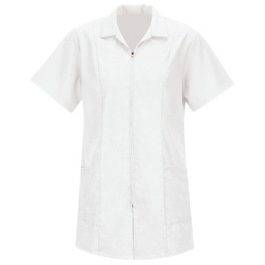 Red Kap KP43 Women's White Zip-Front Smock