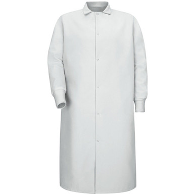 Red Kap® KS60WH Pocketless White Butcher Coat with Knit Cuffs|PPE