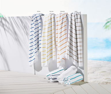 R&R Value Blue Center Stripe Pool Towel - 40 x 20 - 12 Pack