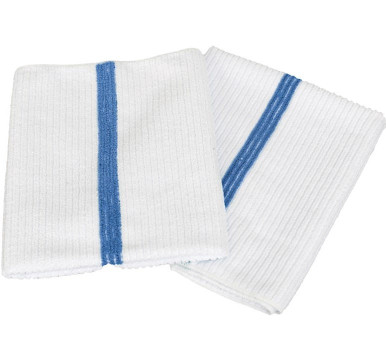 Fitness Towel 16x27 White W Blue Stripe