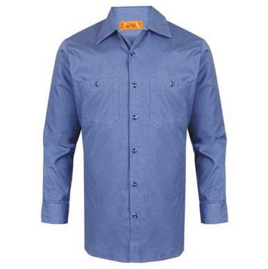 ★ Phyps Department★ Vintage Stripe Long Sleeve Navy PFS1L Mens Long Sleeve Work Shirts - Postman Blue