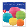 Paper Lantern Assortment Tropical Colors 5pk