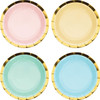 pastel colors with gold trim dessert plates