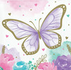 Butterfly Shimmer Party Small Paper Napkins Pretty Pastel & Gold Tea Party 16/ct