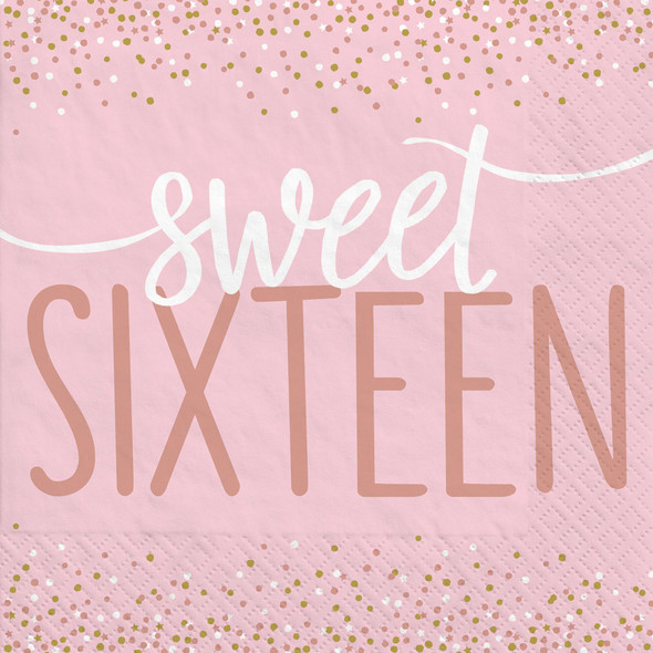 Sweet Sixteen Pink Birthday Party Luncheon Napkins 16 Pack